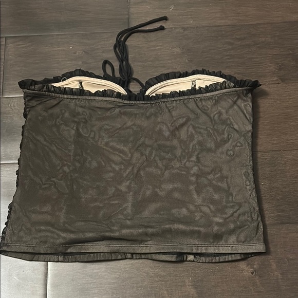 Forever 21 Black Ruched Strapless crop Top size OX US - Picture 3 of 5